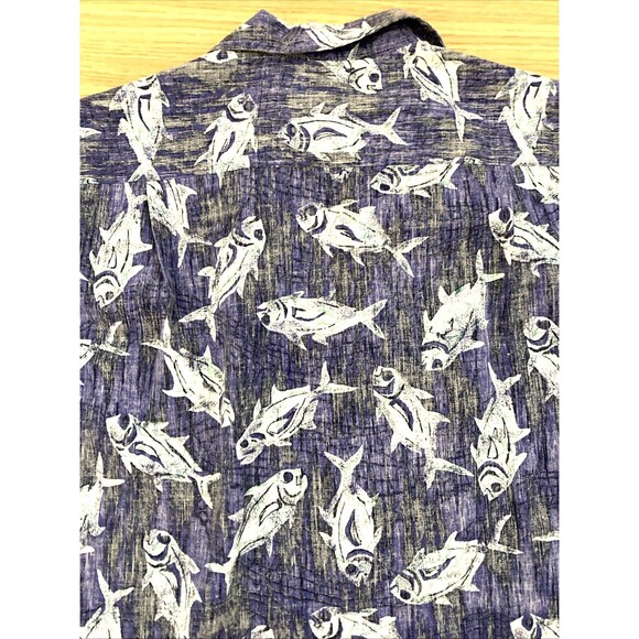 Vtg RJC Hawaiian Aloha Blue Tropical Fish Shirt L Resort Vacation Cruise USA - Picture 5 of 10